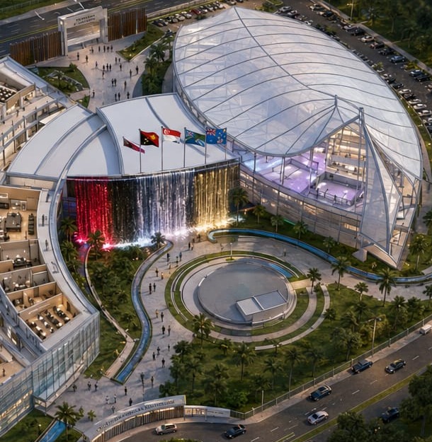 Artist’s impression of the cascade under night illumination