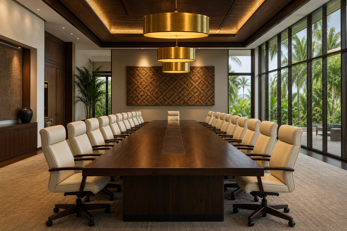 Visualisation of the proposed boardroom and shared administrative workspace