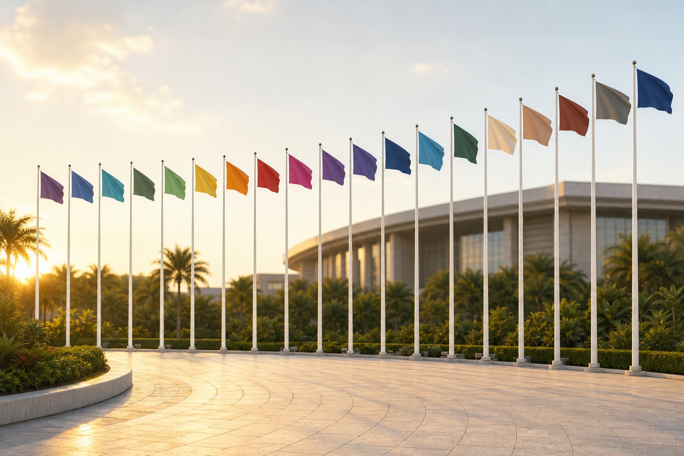Architectural visualisation of the proposed PNG-Pacific-Sin International Knowledge City: the pacific nations flag plaza