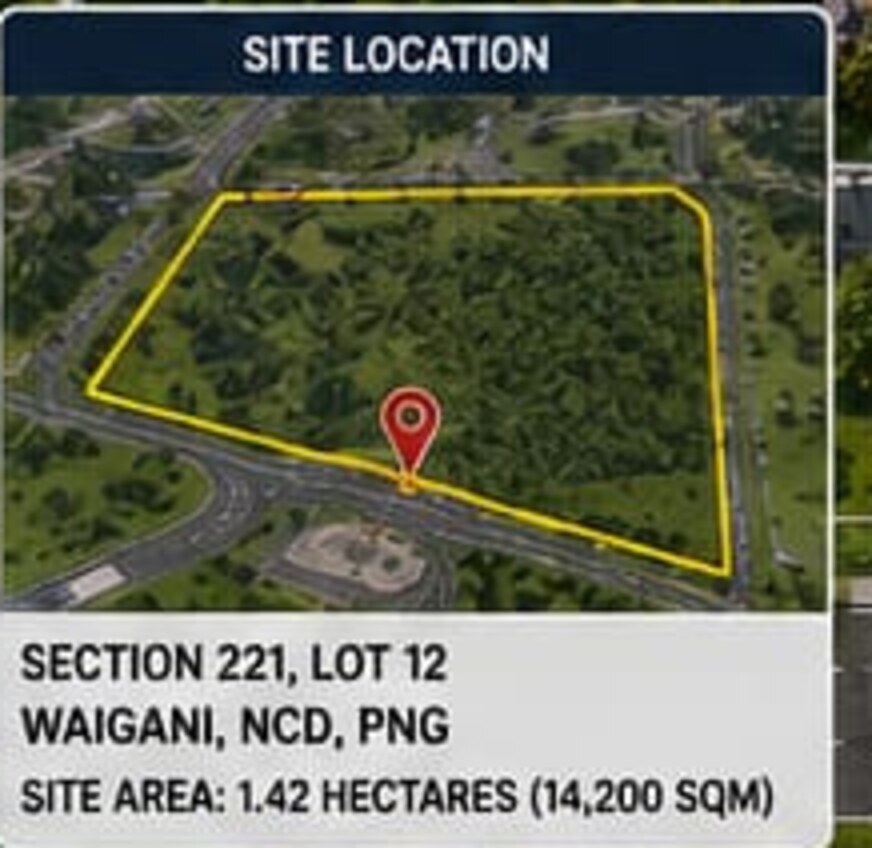 Site location plan showing the lot boundary of Section 221, Lot 12 at
                Waigani, Port Moresby